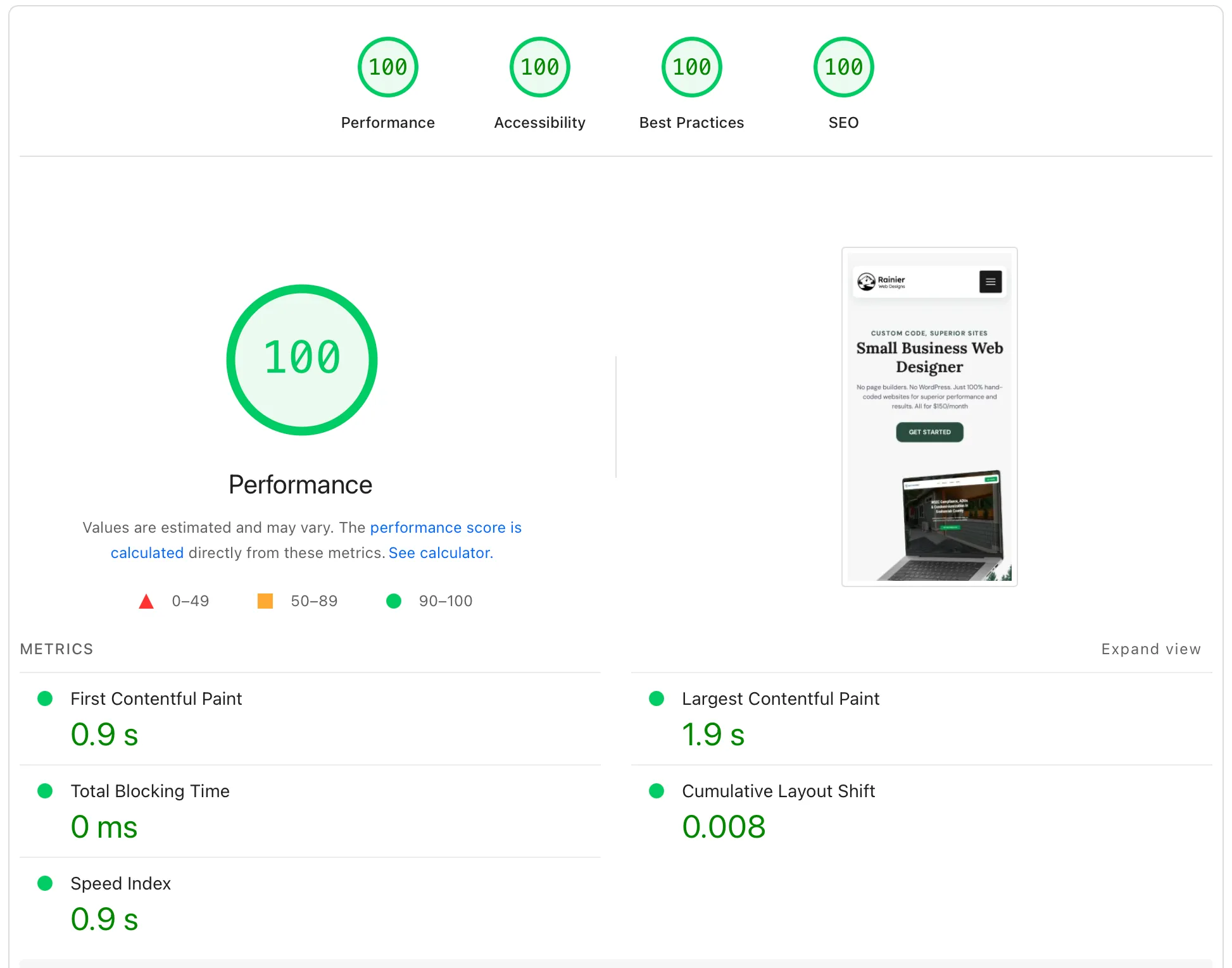 an image showcasing website page speed